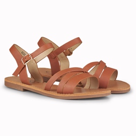 Sandalias planas de mujer violeta en marrón 2