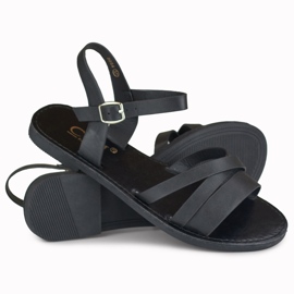 Sandalias negras planas de mujer violeta negro 1