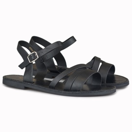 Sandalias negras planas de mujer violeta negro 2