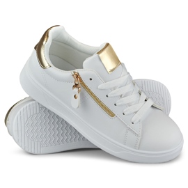 Deportivas de mujer con cremallera dorada blanco 1