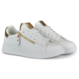 Deportivas de mujer con cremallera dorada blanco 2