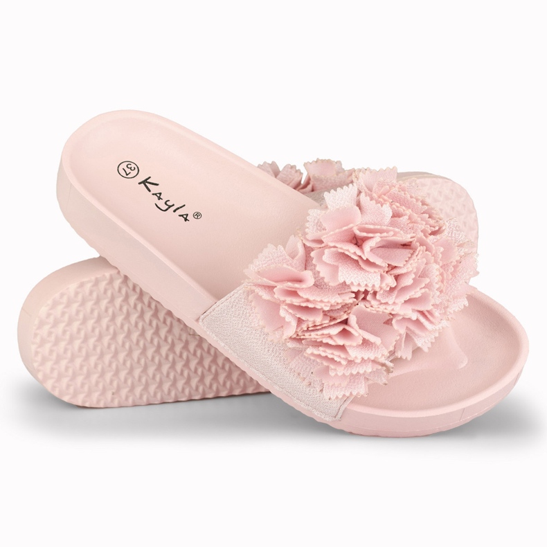 Pantuflas de casa de mujer Violett de flores rosas 1