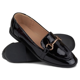 Zapatos lacados con decoración dorada negro 1