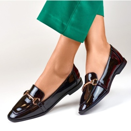 Zapatos lacados con decoración dorada negro 6