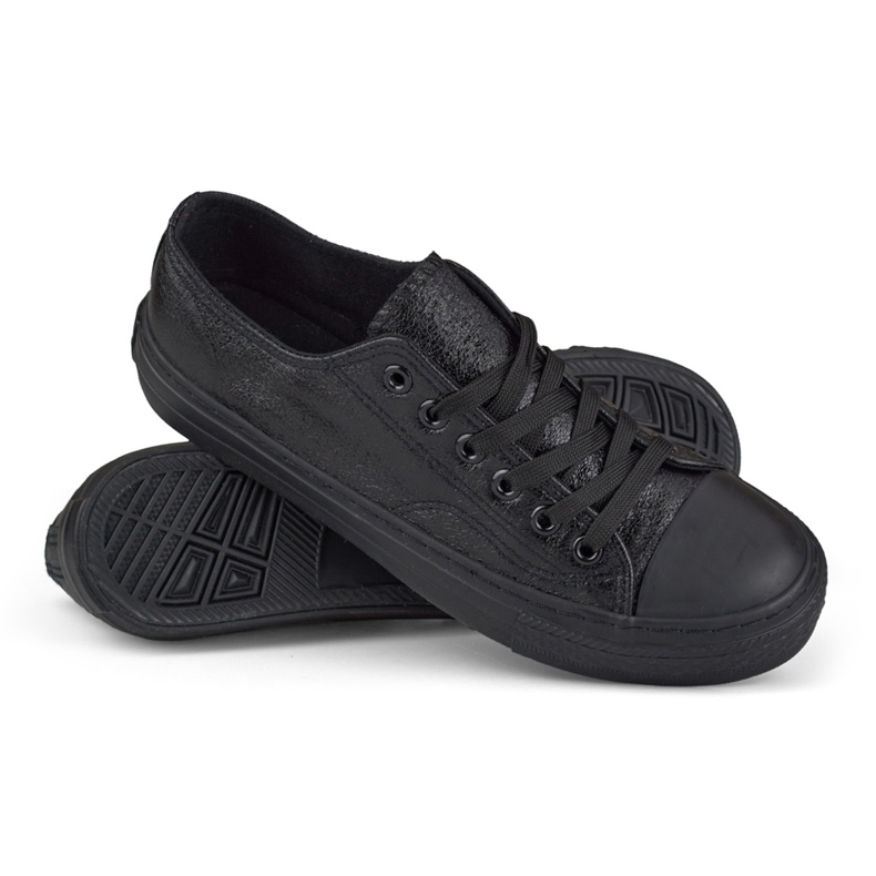 Deportivas negras brillo con suela negra negro 1 Deportivas negras brillo con suela negra negro 1