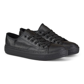 Deportivas negras brillo con suela negra negro 2