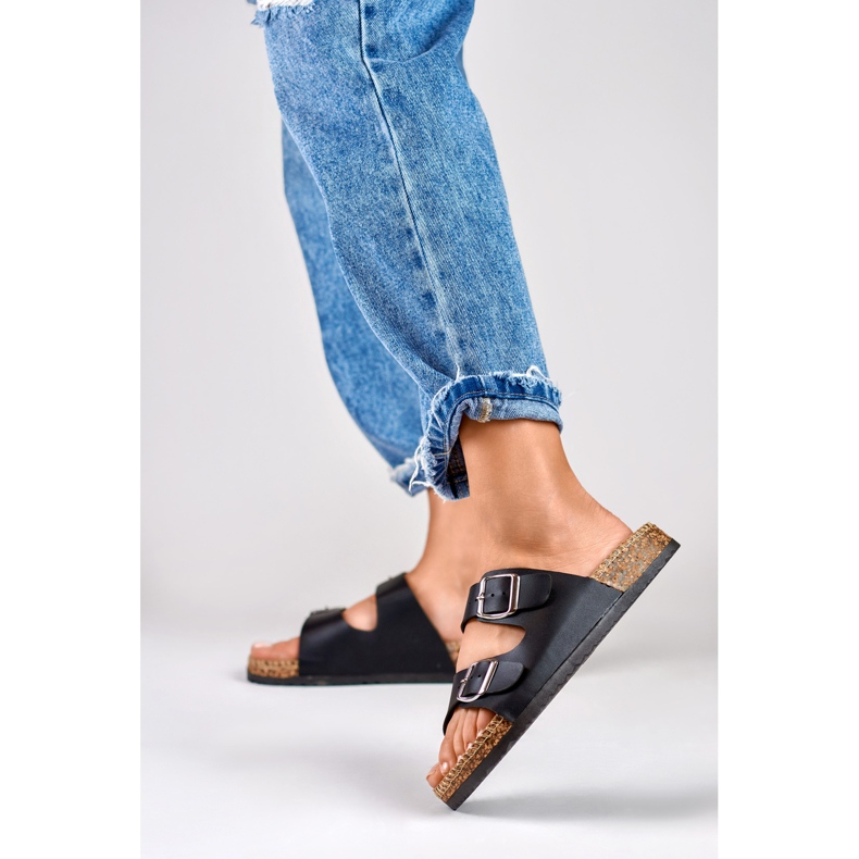 Pantuflas mujer cómodas negras negro 2 Pantuflas mujer cómodas negras negro 2