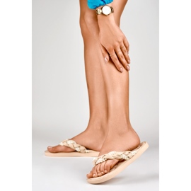 Chanclas mujer beige con perlas 6
