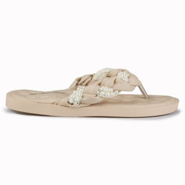 Chanclas mujer beige con perlas 3