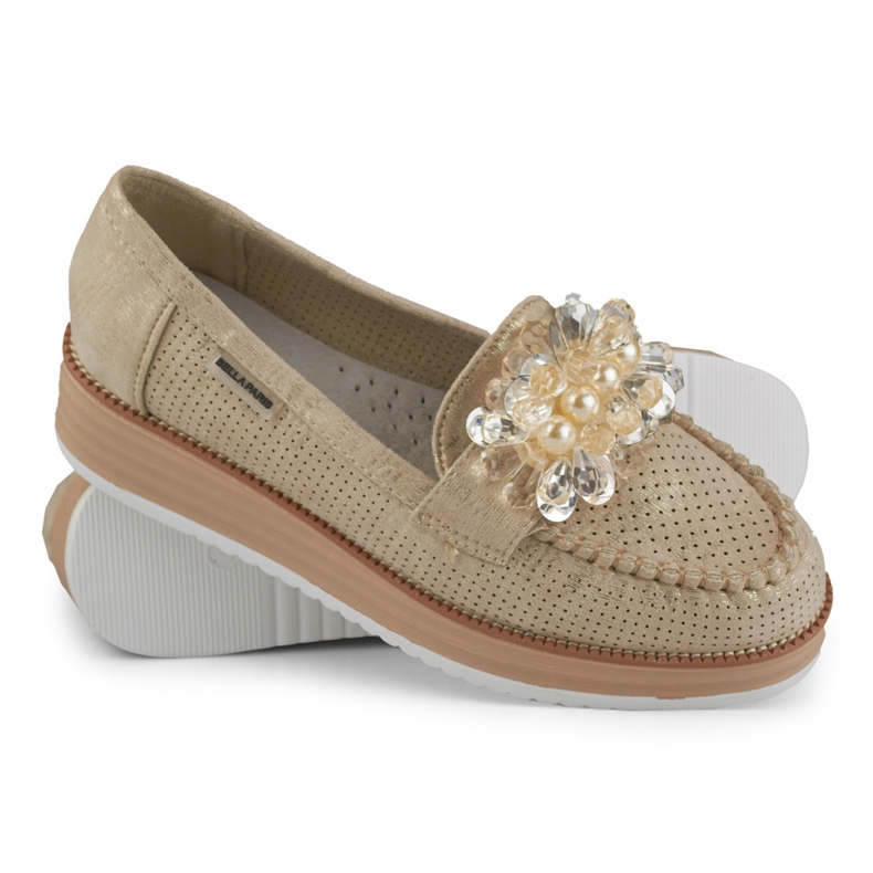 Zapatos calados en la plataforma con decoración. beige 1