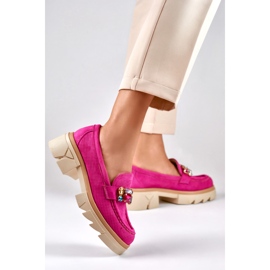Mocasines rosas con piedras decorativas rosado 4