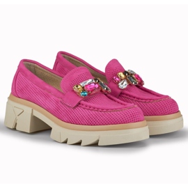 Mocasines rosas con piedras decorativas rosado 6