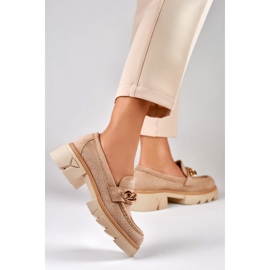 Mocasines beige mujer calados 4