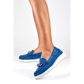 Mocasines de mujer azul marino con plataforma baja 2