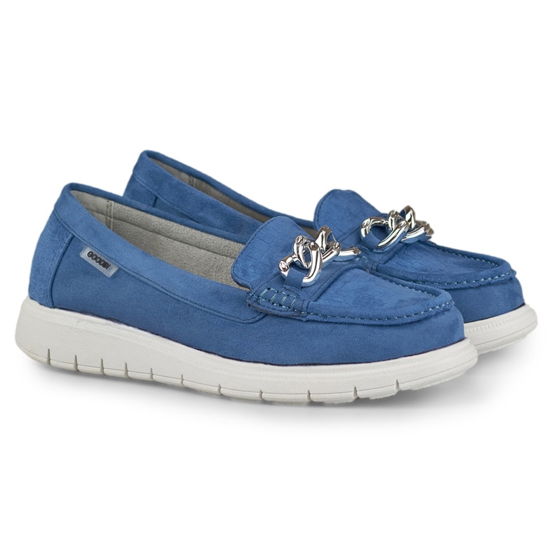 Mocasines de mujer azul marino con plataforma baja 1