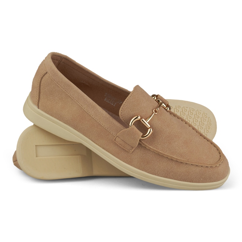 Cómodos mocasines mujer beige suave 2