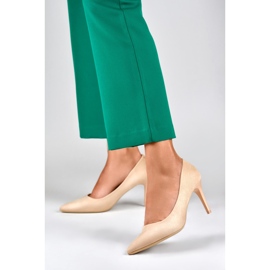 Zapatos de salón ante beige clásico 3