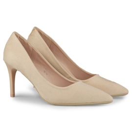 Zapatos de salón ante beige clásico 5