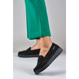 Mocasines negros de mujer con suela cómoda 2