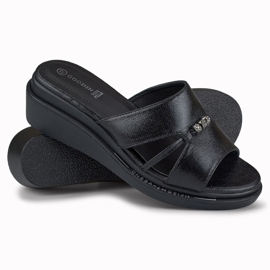 Cómodas zapatillas de cuña elegantes para mujer negro 1