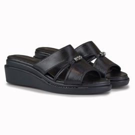 Cómodas zapatillas de cuña elegantes para mujer negro 2