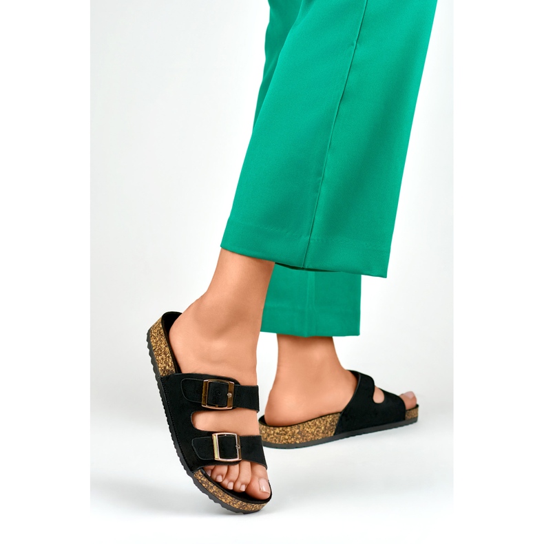 Chanclas negras con suela de corcho negro 1 Chanclas negras con suela de corcho negro 1