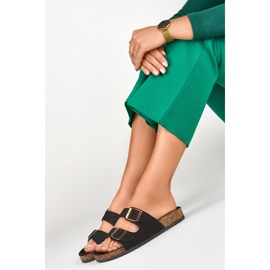 Chanclas negras con suela de corcho negro 4