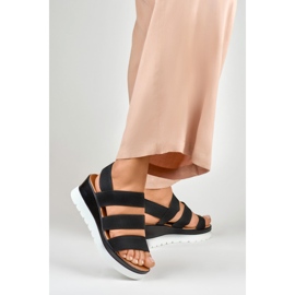 Sandalia plataforma baja elastica negra negro 3