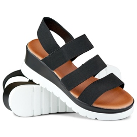 Sandalia plataforma baja elastica negra negro 1