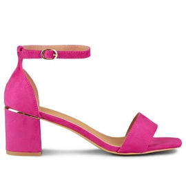 Sandalias rosas de tacón bajo con detalle dorado rosado 5