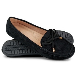 Mocasines negros cómodos con lazo 5