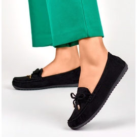 Mocasines negros cómodos con lazo 6