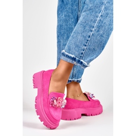 Mocasines rosas con abalorios rosado 4
