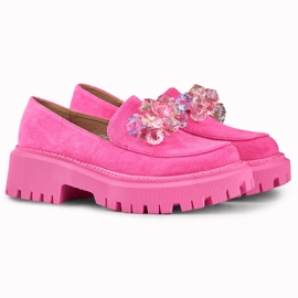 Mocasines rosas con abalorios 1