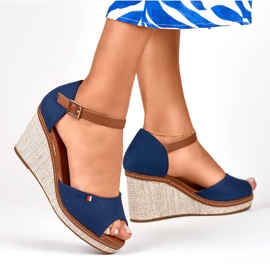 Sandalias mujer cuña azul marino de Tomm 6