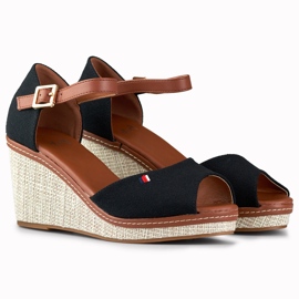 Sandalias negras de mujer con cuña de Tomm negro 3