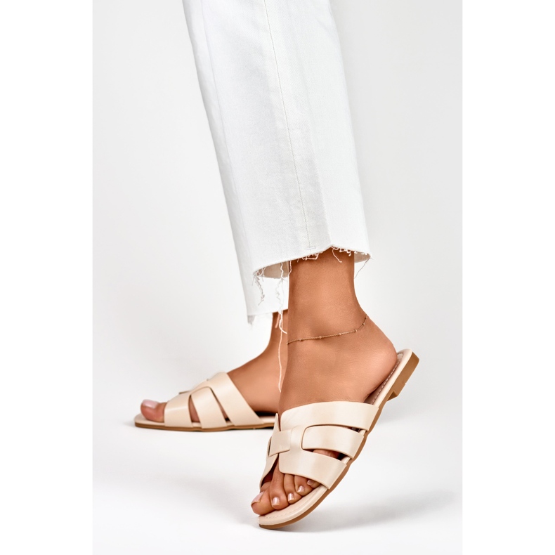 Babuchas mujer beige con suela plana 2