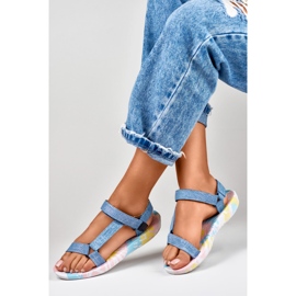 Sandalias deportivas mujer vaqueras con velcro azul 1