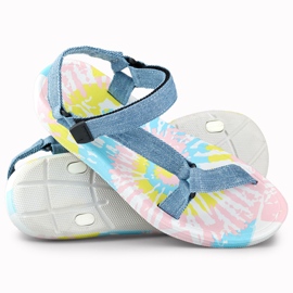 Sandalias deportivas mujer vaqueras con velcro azul 2