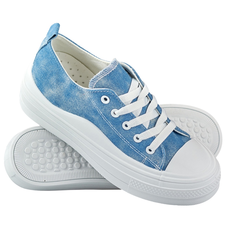 Zapatillas de mezclilla de mujer en la plataforma. azul 1 Zapatillas de mezclilla de mujer en la plataforma. azul 1