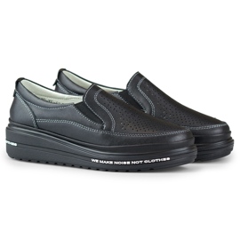 Zapatos calados de mujer fabricados en piel natural negro 5