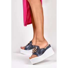 Sandalias mujer cuña negras Negro 4