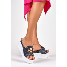 Sandalias mujer cuña negras Negro 5