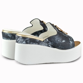 Sandalias mujer cuña negras Negro 2