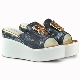 Sandalias mujer cuña negras Negro 3