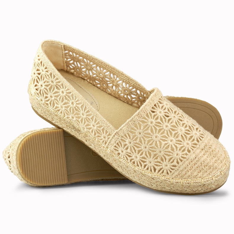 Alpargatas mujer encaje beige 1
