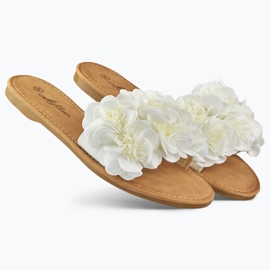 Zapatillas casa mujer flor planas blanco 1