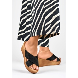 Zapatillas cuña mujer negras negro 3