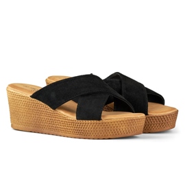 Zapatillas cuña mujer negras negro 6