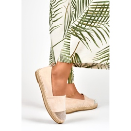 Alpargatas de mujer beige con puntera de lentejuelas 3